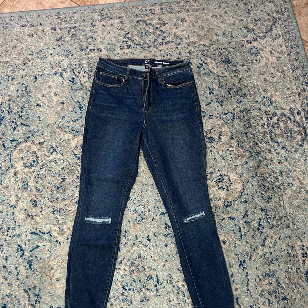 New York & Company Blue Skinny Jeans with Stretch